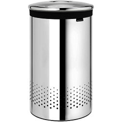 Brabantia Steel Lid Laundry Bin, Brilliant Steel, 60L